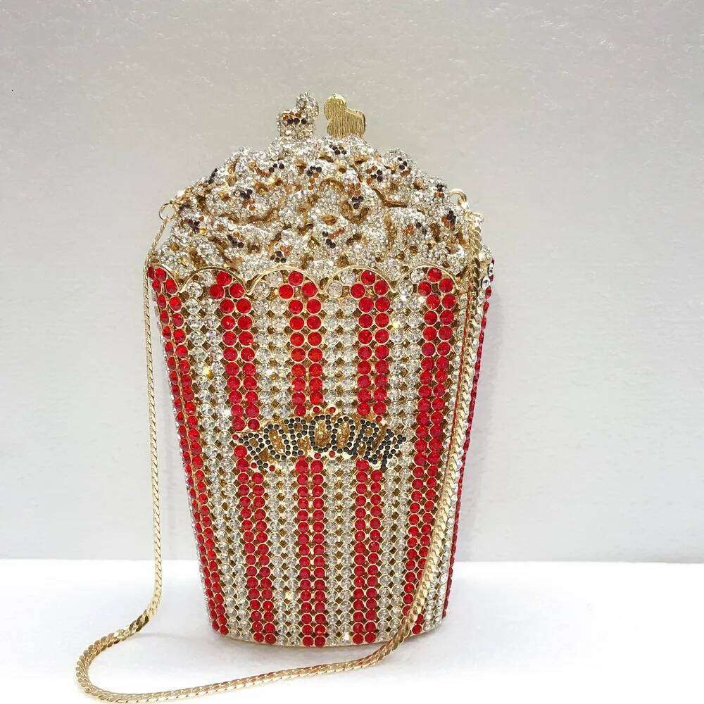 Elegant Crystal Popcorn Clutch For Women Party Purse Red Evening Bags Wedding Bridal Day Clutches
