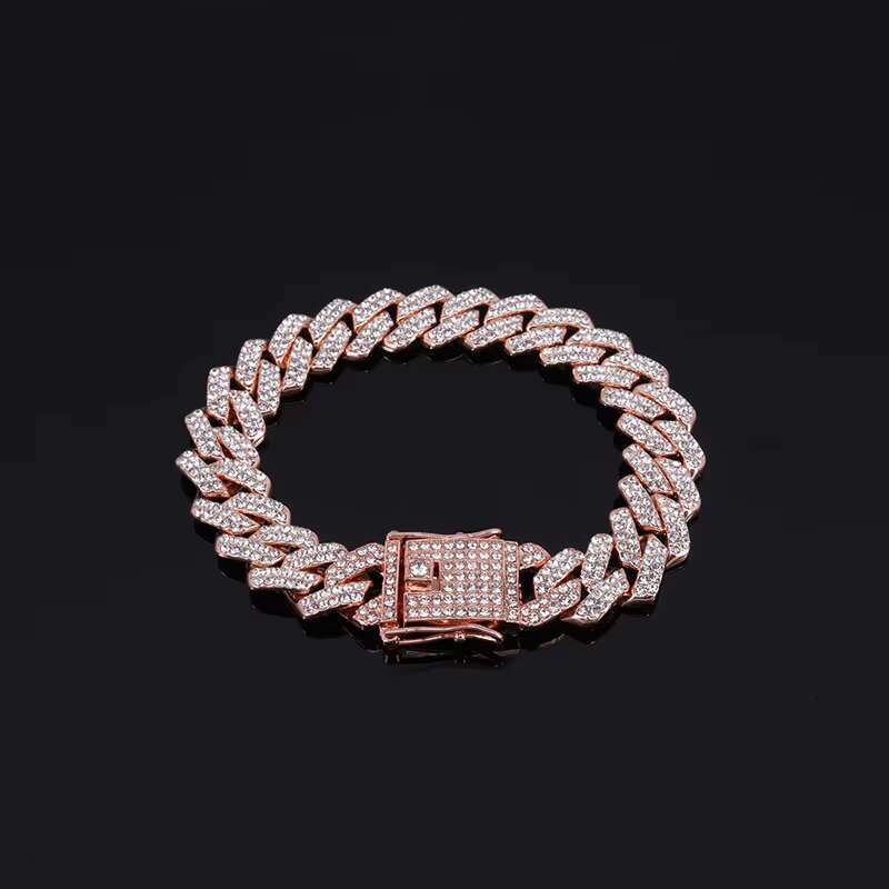 European American Mens/Womens Trendy 14mm Diamond Full Drill Head for Alloy Hip-Hop Style Cuban Chain Cross-Border Necklace