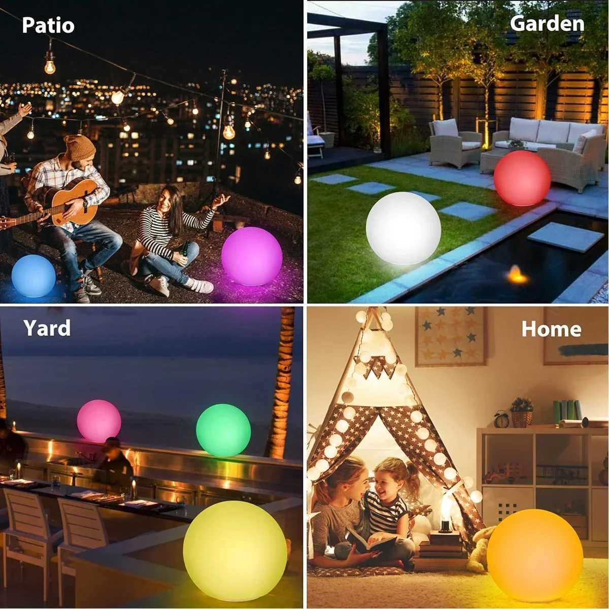 Solar Ball Light Outdoor Waterproof Garden 16 RGB Color Luminous Round Light Remote Control For Yard Lawn Backyard DecorationXJ250606
