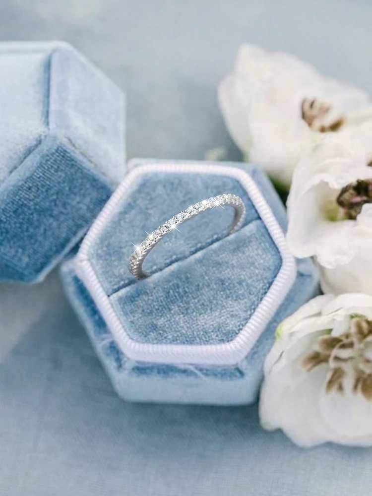 925 Sterling Silver 1.4mm Fashion Simplicity Full Zircon Stackable Plain Ring For Women Daily Party Personalized Fine JewelryXJ250606