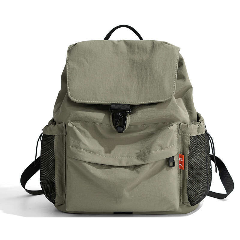 Korean Style Women 2025 New Casual Solid Color Travel for College Students Flip Cover School Bag Large Capacity Backpack