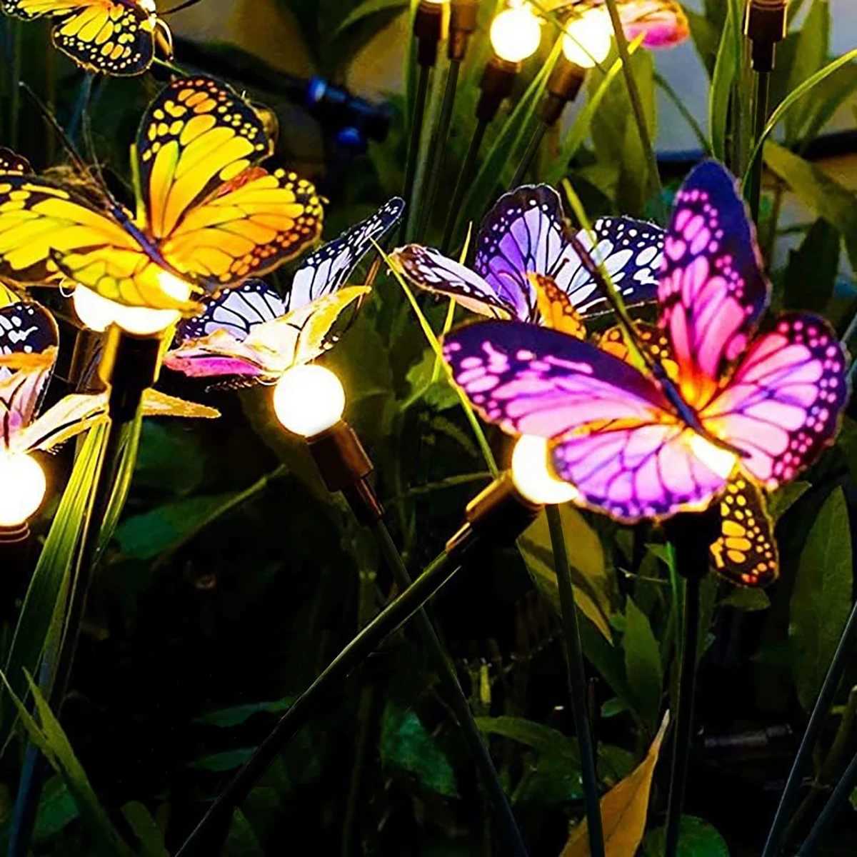 Solar Butterfly Firefly Light Outdoor Waterproof Lawn Light Suitable for Lawn Garden Passage Villa Courtyard Decoration XJ250606