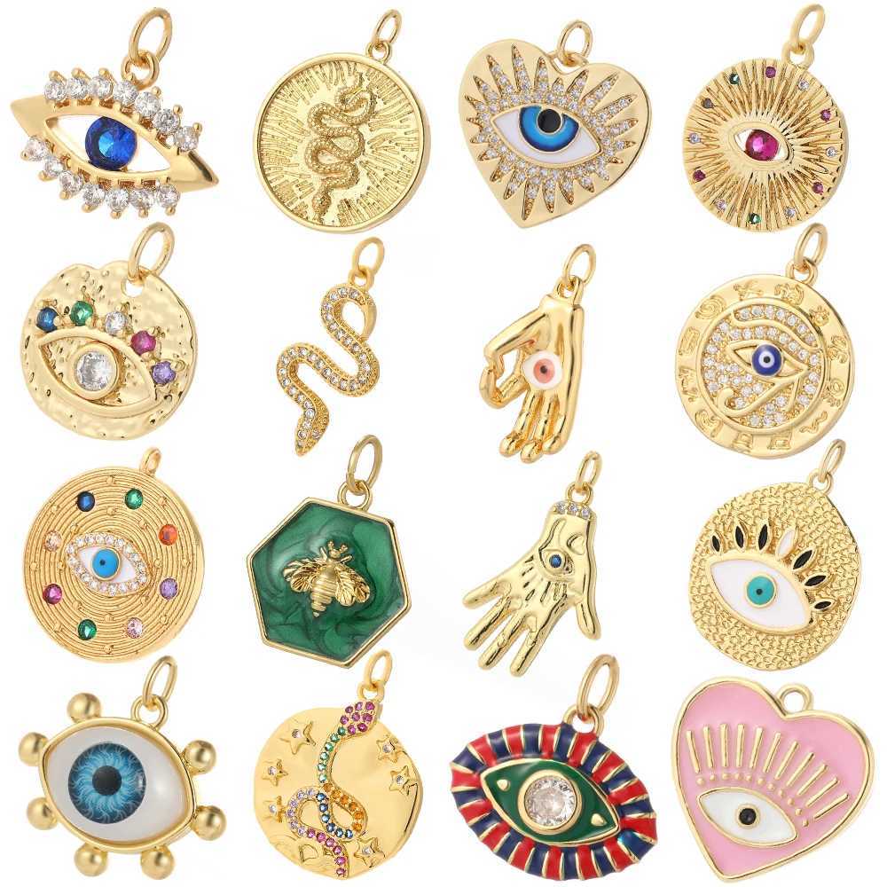 Eye Charm Jewelry Charms for Earrings Necklace Bracelet Making Cute Turkish Evil Blue Eye Designer Pendant Gold Color Snake XJ250607