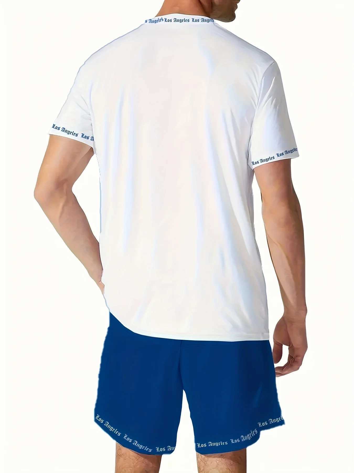 The 2025 summer letter 3D printed pattern mens casual sport set is light thin and breathable W250609