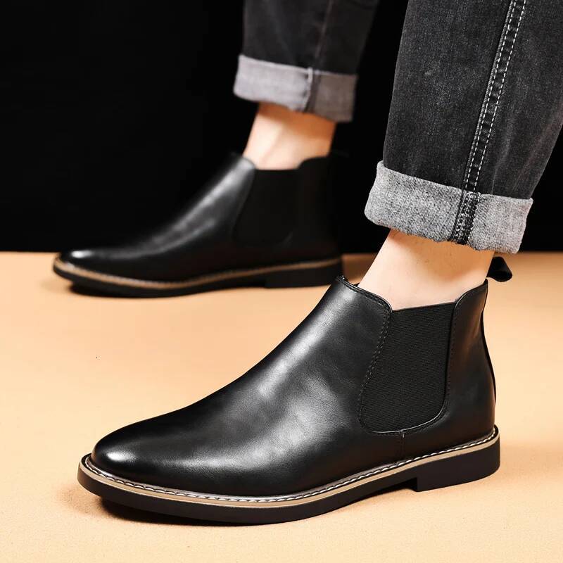 Ddmyoutdoor MAEDEF Ankle Men S Boots Retro Outdoor Casual Shoe Elastic Formal Leather Dress Shoes New Spring Autumn Outdoor Shoes
