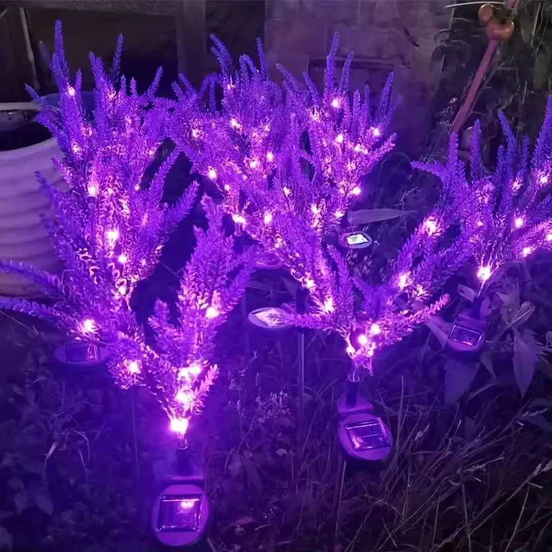 Solar-Powered LED Lights Outdoor Lawn Garden Decor Halloween Christmas Festive Atmosphere Lavender Lawn Waterproof Landscape W250607