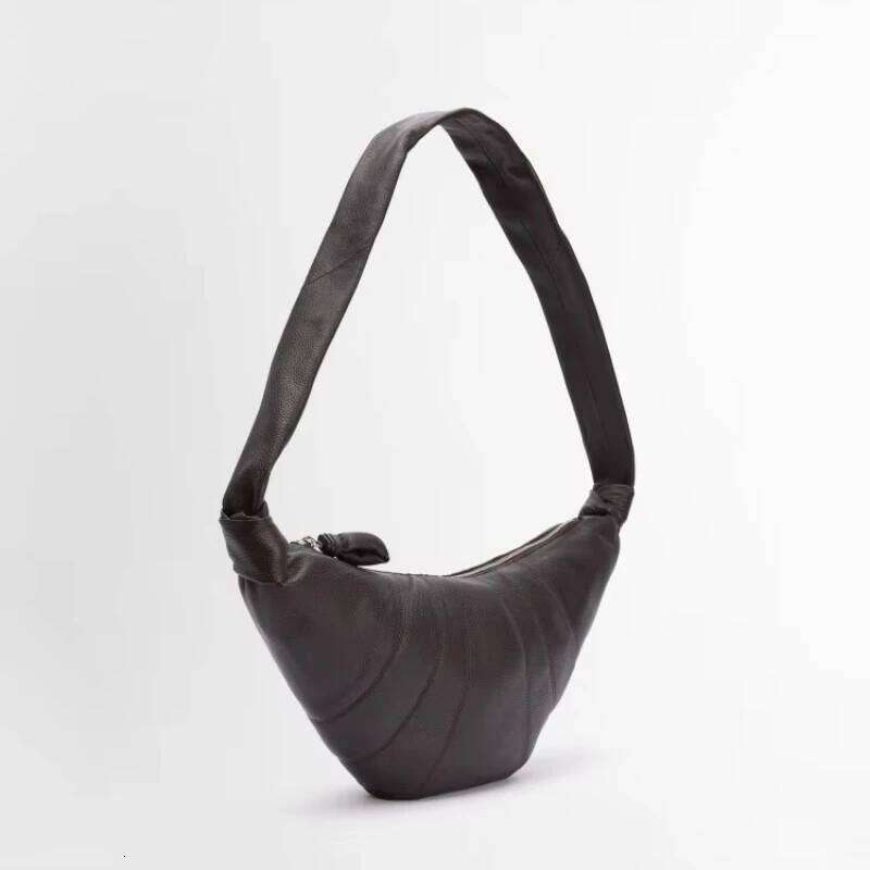 LE Grain Top Layer Cowhide Croissant Women's Single Shoulder Retro Dumpling Brand Niche Messenger Bag
