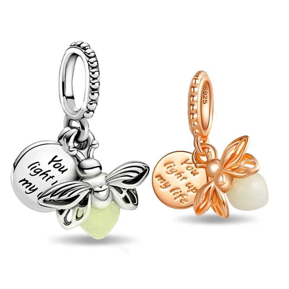 Charms Silver 925 Original Shiny Luminous Firefly Pendant Fit Womens Bracelet Necklace Diy Bead Making Jewelry GiftXJ250607