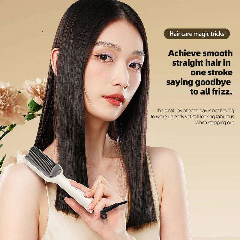 Ggbingo Straightener Electric Hot Heating Comb Professional Mini Ceramic Straightening Brush Hair Styling Tool