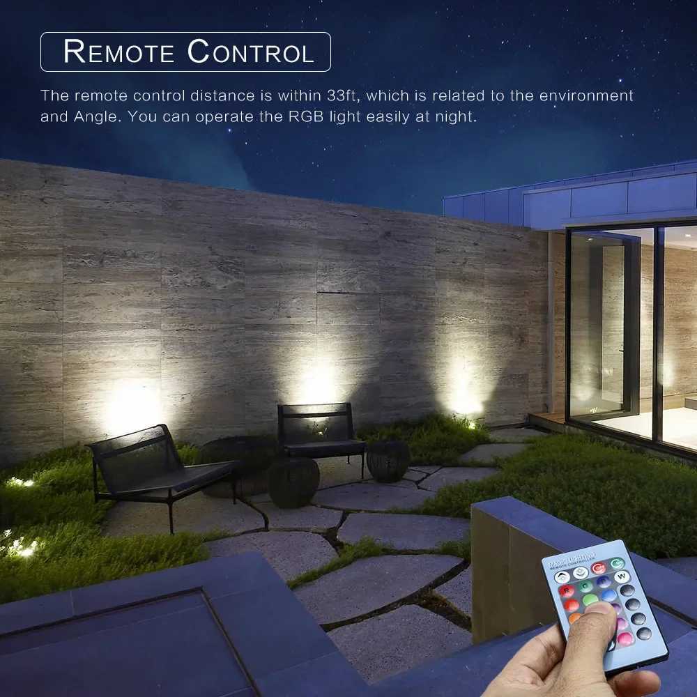 Mini 8W IP65 RGB LED Lawn Landscape Yard Controller Spotlight Lights 24 Keys Remote Lamp Garden Outdoor Spot Lighting 85-265V W250607