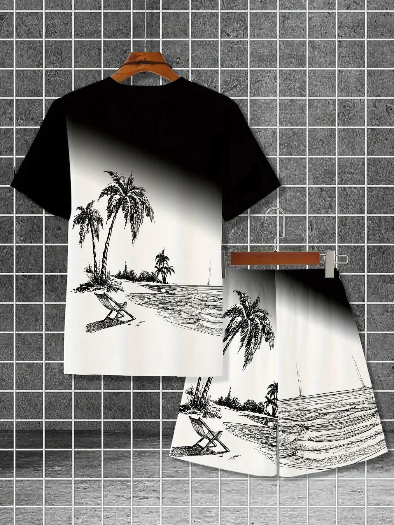 The 2025 summer new mens suit made of 3D printed polyester fiber is casual fashionable breathable and lightweight. W250609