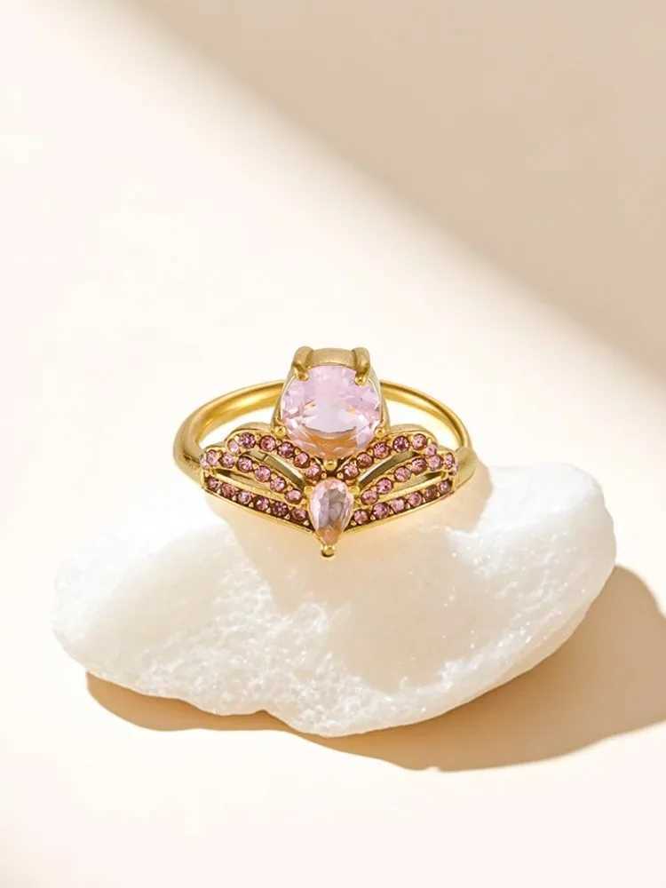 Gorgeous Colorful Luxury Zircon Rings For Women Stainless Steel Gold Plated Adjustable Female Ring Charm Jewelry GiftXJ250606