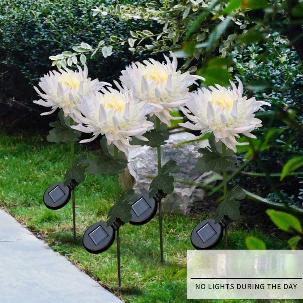 2pcs Chrysanthemum Solar Light LED Lamp Outdoor Garden Simulation Flower Lawn Light Plug-In Garden Land Lamp Light Garden Decor XJ250606