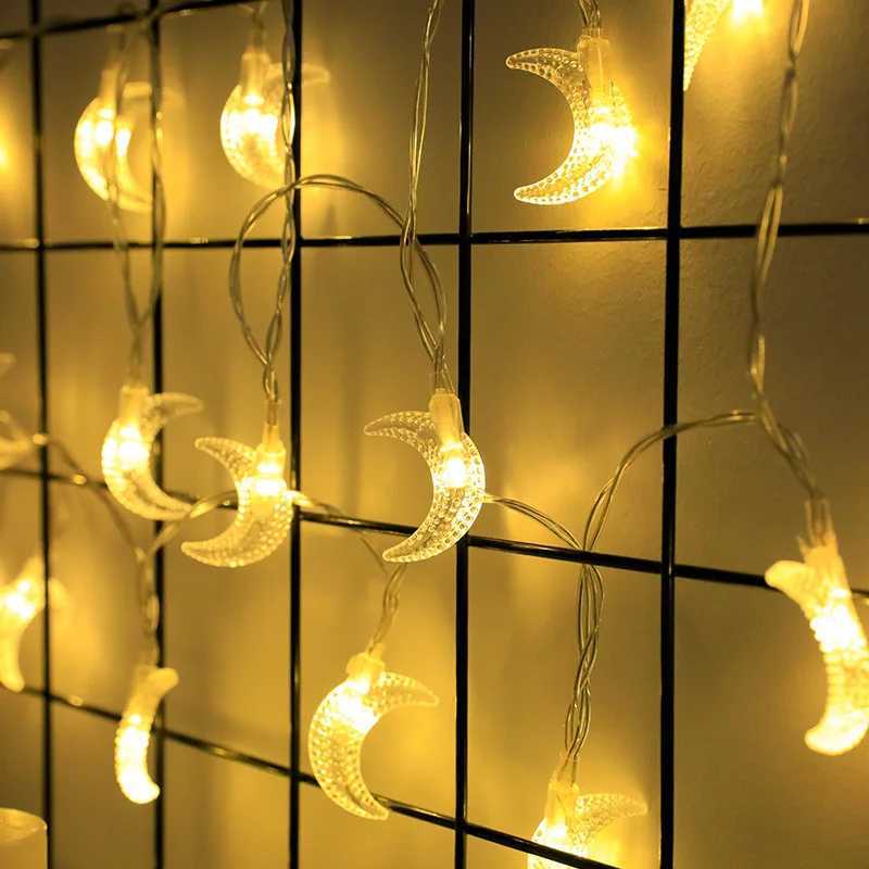 1-10M LED String Lights Moon Star Lamp Eid Moon Star Decoration Hanging String Light Luminous Star Moon Ramadan Home Decoration XJ250606