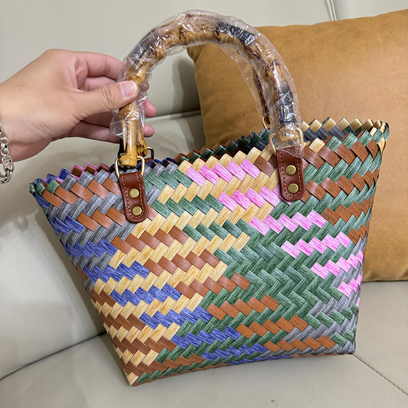 High quality brand high-quality new style free designer bag wholesale imitation rattan woven bag bamboo handbag handbag brand new free designer bag