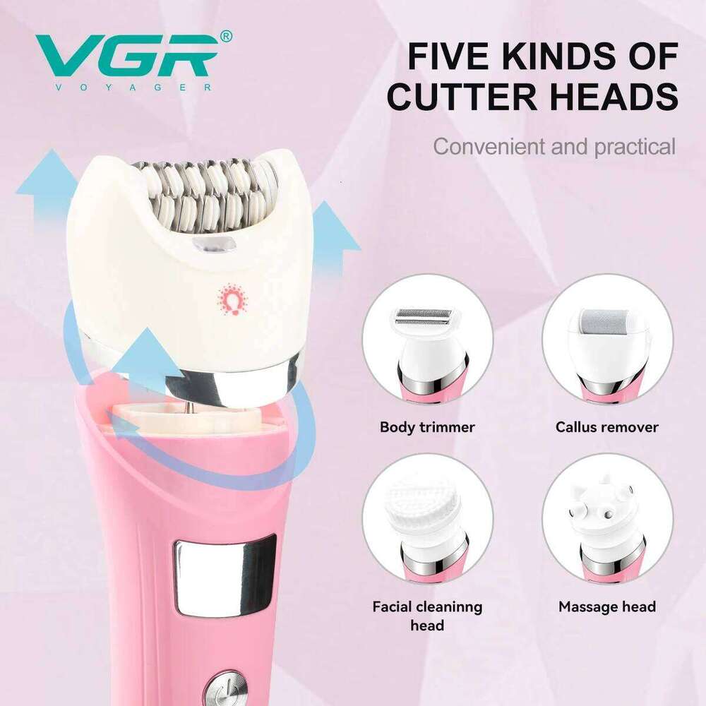 VGR Removal Professional Body Care 5In1 Ipx6 Waterproof Hair Trimmer LED Two Speeds Electric Razor For Women V-759