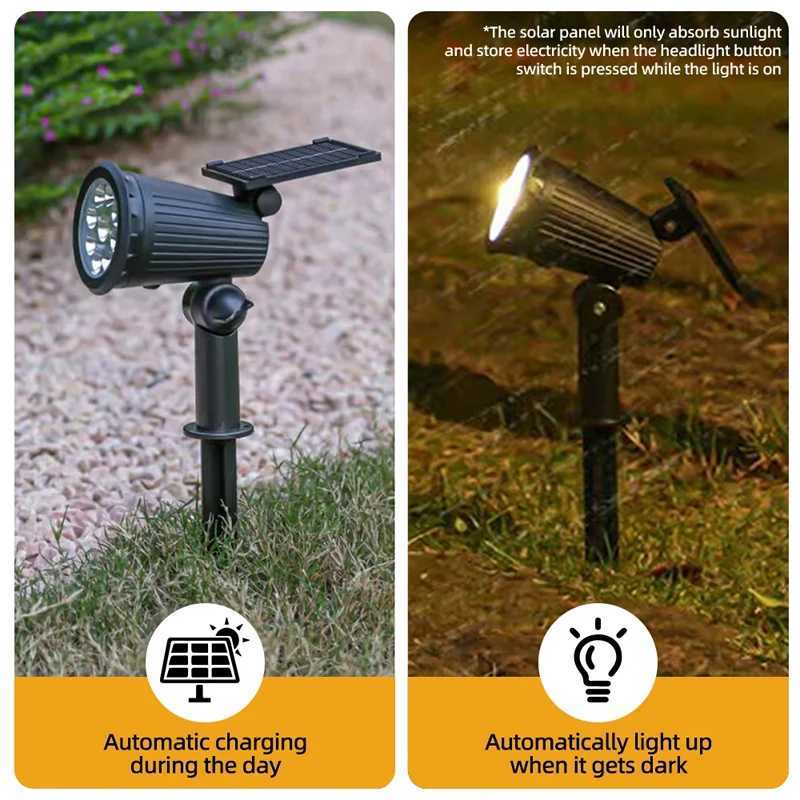 Solar Lawn Projector Spotlight with RGB Gradient 3 Brightness Adjustable Light IP65 Waterproof for Garden Patio Driveway Spot W250607