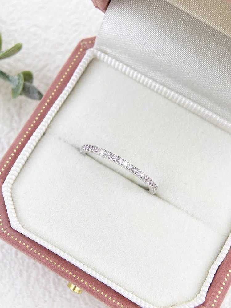 925 Sterling Silver 1.4mm Fashion Simplicity Full Zircon Stackable Plain Ring For Women Daily Party Personalized Fine JewelryXJ250606
