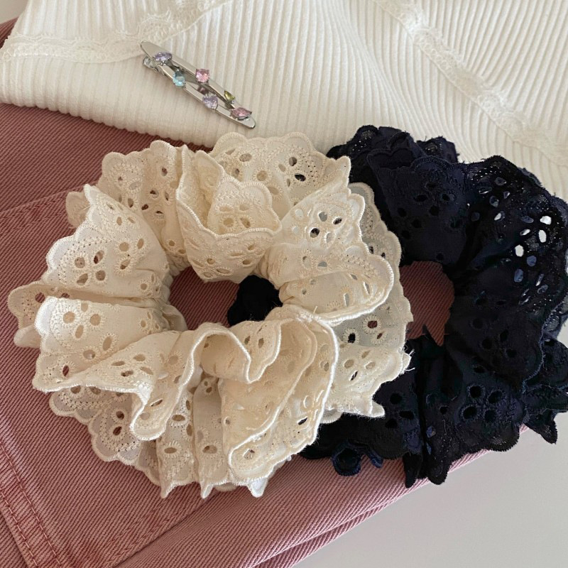 Double Layer Lace Bloom Scrunchie Adjustable Non Slip Hair Coil for Women