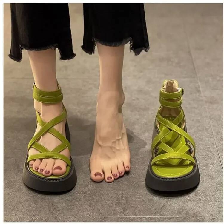 Ddmyoutdoor Women Summer Stylish Designer Platform Ladies Comfort Back Zipper Party Sandals Gladiators Peep Toe Shoes Outdoor Shoes