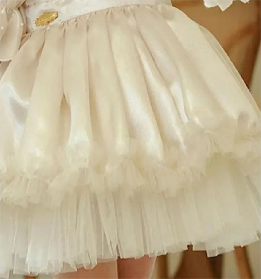 Flower Girl Dresses Ivory Fluffy Stain Lace Applique Skirt Wedding Elegant Flower Child's First Communion Birthday Party Dress