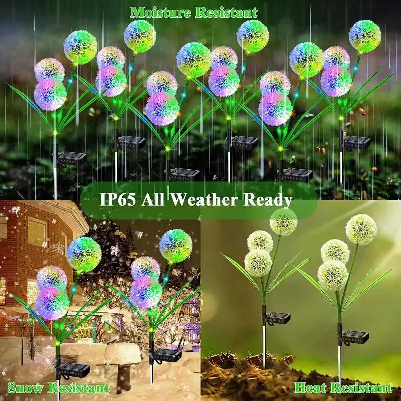 Solar LED Dandelion Lights Outdoor Waterproof LED Lamps dandelions solar garden light Backyard Lawn Landscape Decoration XJ250606