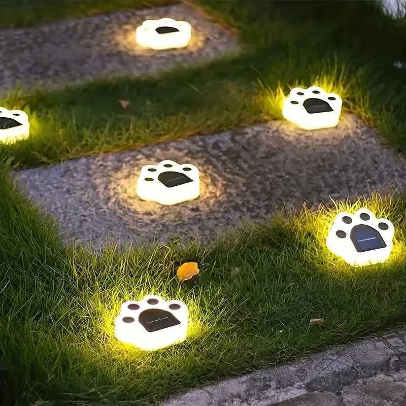 1/2pcs Solar Cat And Dog Pet Footprint Light Solar Outdoor Lights Waterproof Led Lawn Light Solar Pathway Light XJ250606