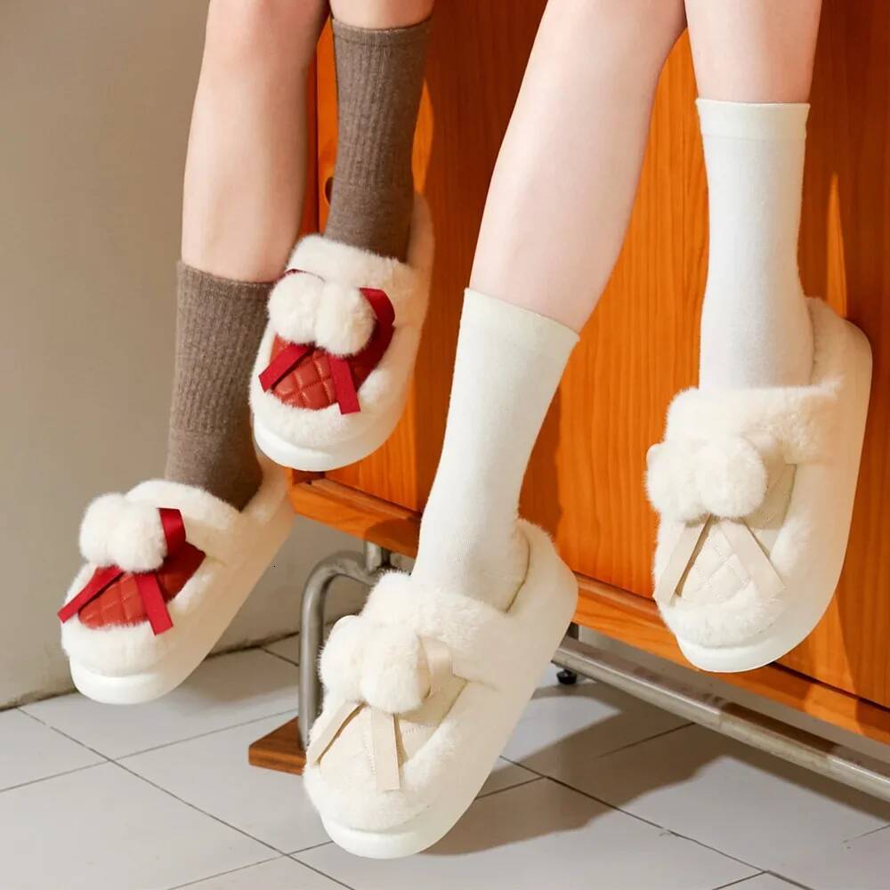 Ddmyoutdoor Women Winter Warm Short Plush Female Soft Thick Bottom Home Slippers Woman Non Slip Flat Heel Indoor Cotton Slides Beach Shoes outdoor sho