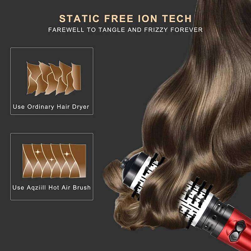 3 In 1 Negative Ion Hot Air Brush Multifunction Straightener Hair Dryer 360 ° Rotating Curling Iron