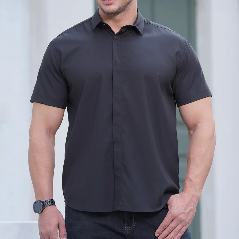 Men Shirt White Short Sleeve Oversize 6XL 7XL 8XL 10XL 12XL Plus Size Formal Summer Fashion Black Social Casual Dress Shirt 250606