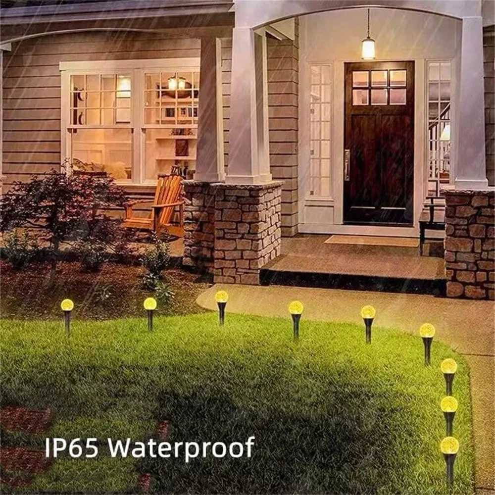 Solar Outdoor Fairy Lights with 8 Modes Warm White Globe Waterproof Stake Lamp Mini Crystal Bubble Decorative for Yard Pathway XJ250606