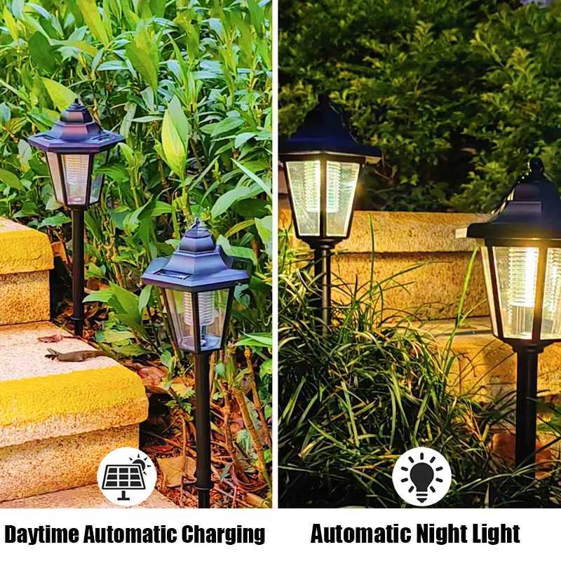 Retro Solar Lights Outdoor Hexagonal LED Wall Lamp IP65 Waterproof Lawn Lights Landscape Lighting for Courtyard Garden DecorXJ250606