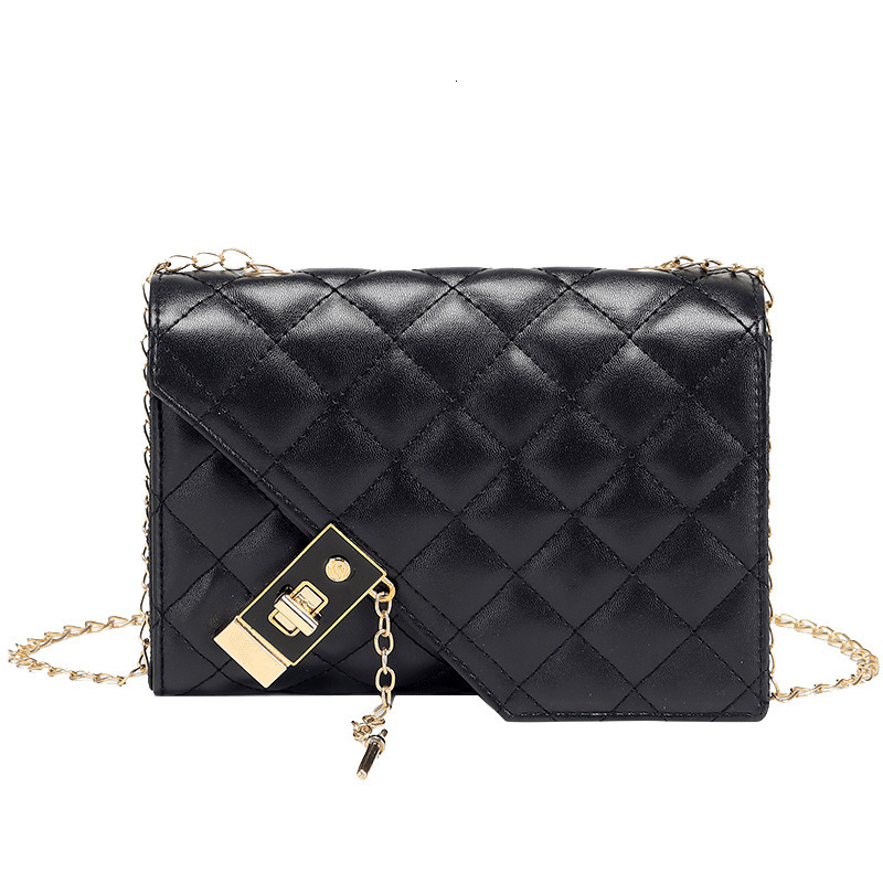 High quality brand new high-quality free designer bag new slanted shoulder missing corner small square bag fashionable quilted lock bag brand new free