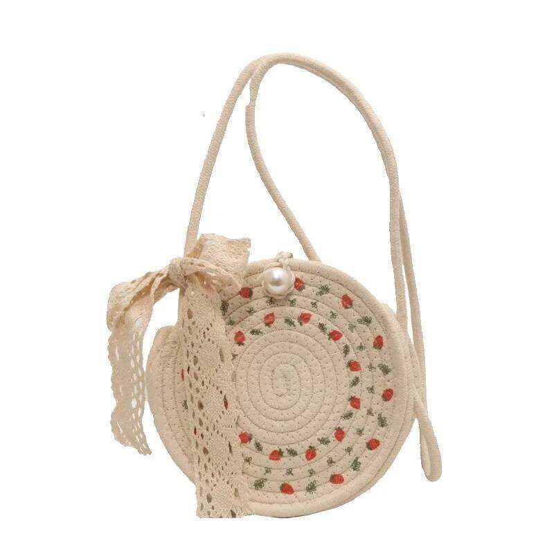 Popular Hand-Woven Women New Seaside Crossbody Retro Chic Beach Holiday Personality Straw Ins Small Round Bag