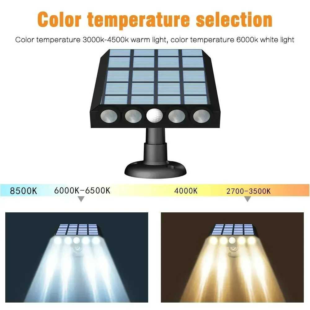 Powerful 4 LED Solar Security Lights Outdoor Decor Sensor Motion 3 Modes Street Waterproof Lamp Wall Night Work Light for Garden XJ250606