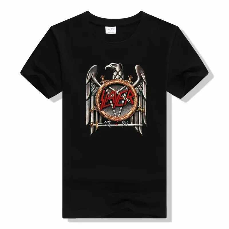 Metal Band T-Shirt Slayer Printed Fashion Streetwear Crew Neck Short Sleeve Tee Cotton Rock Tops Oversized high quality unisex W250607