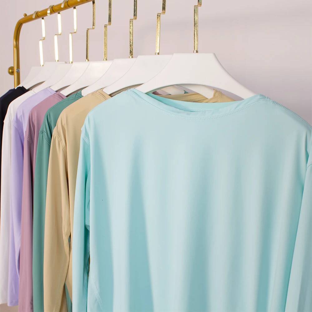 Sunscreen yoga suit for Modal women, light thin ice silk, loose and elastic, fast drying round neck, T sports, fiess, span