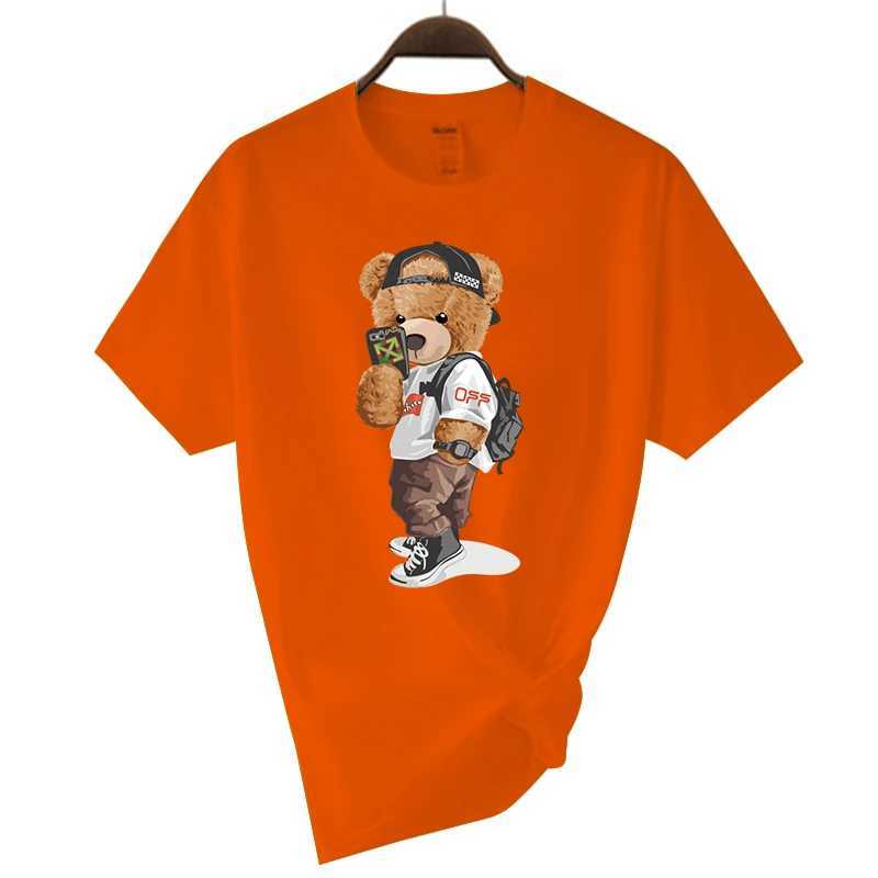 Luxury Brand Mens Short Sleeve T-shirts Summer Printed Black Funny Bear Harajuku Style Cotton Top y2k Streetwear Casual T Men X250607