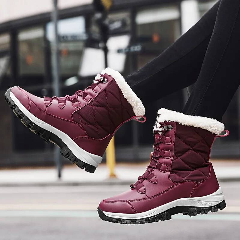 Ddmyoutdoor Winter Women High Quality Cotton Shoes With Thick Soles Anti Slip And Warm Snow Comfortable Plush Work Ankle Boots Outdoor Shoes