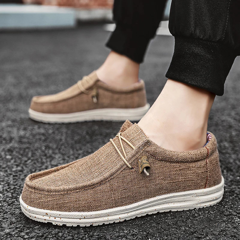 Mens Breathable Casual Canvas Slip Shoes Comfort Slip-on Loafer Soft Penny Loafers for Men Lightweight Driving Boat Shoes 250605