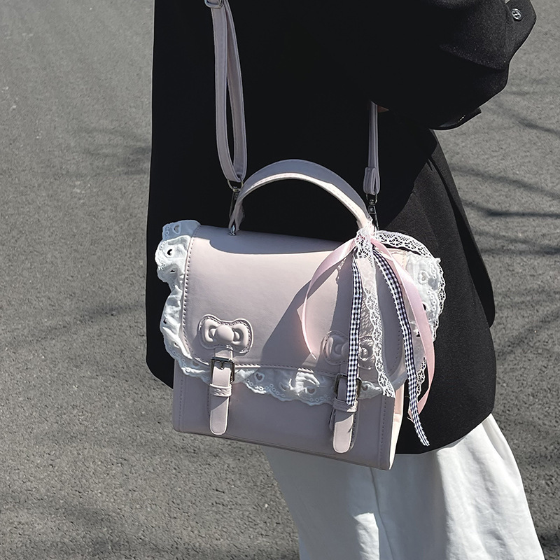 designer Korean Style Sweet College Wind Simple Double Shoulder Small Backpack Summer Fashion Versatile High-Quality Texture Handheld Small Square Bag