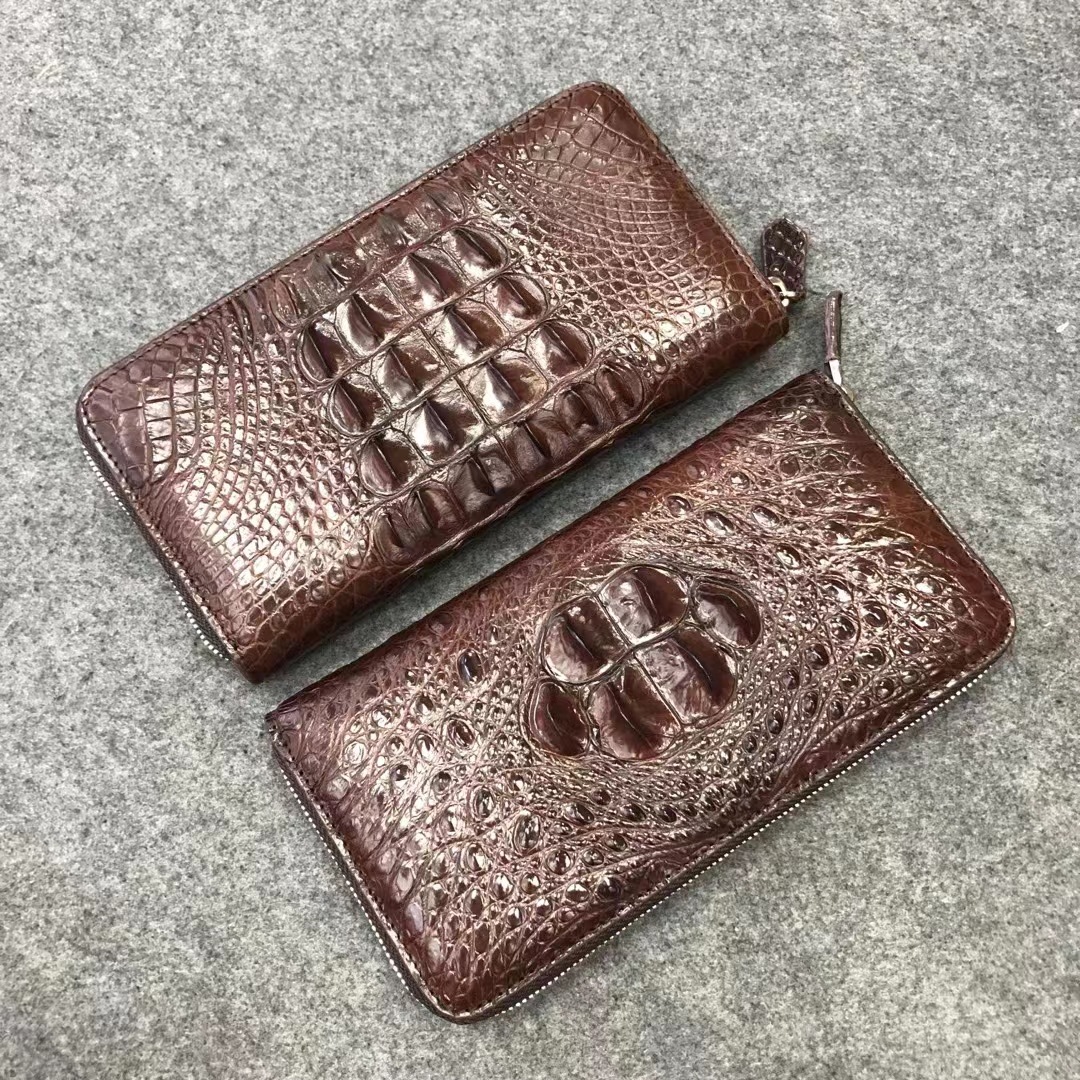 Crocodile leather clutch men's long leather clutch business crocodile leather zipper wallet