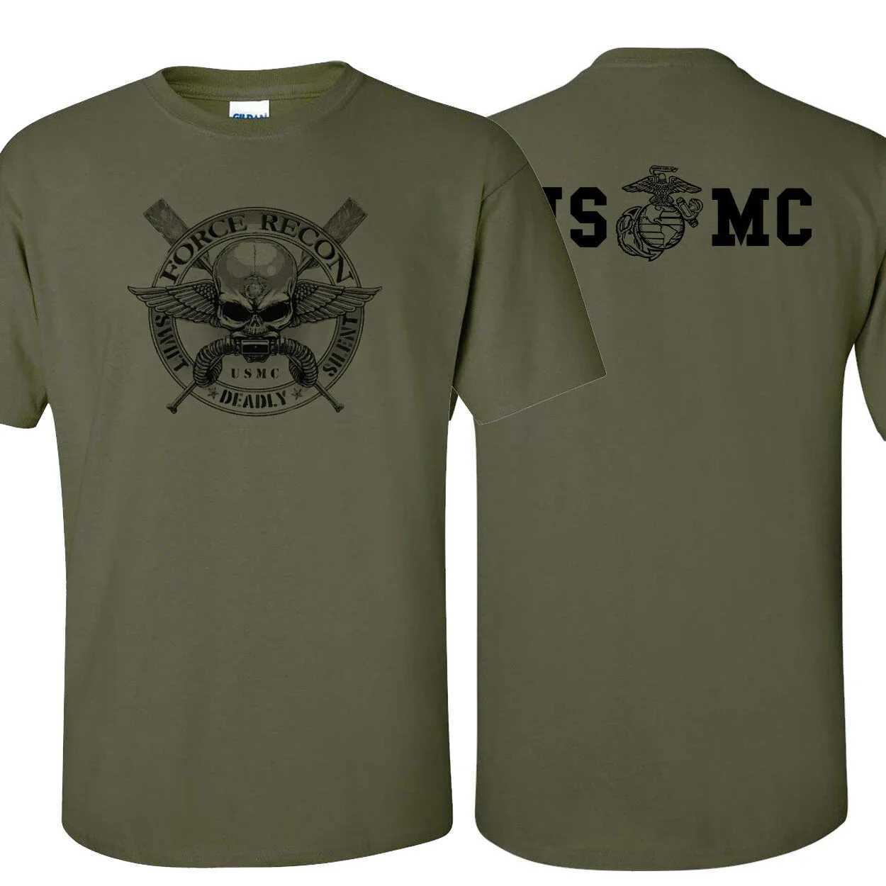 Cheavyweight Streetwear US Marine Corps Force Recon Military New Short Sleeve Casual 00% Cotton O-Neck Summer Mens T-shirt W250607