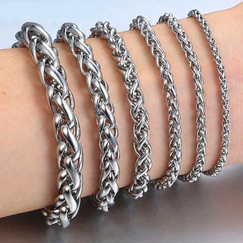 HNSP Stainless Steel Twist Hand Chain Bracelet For Men Women Jewelry Accessories Wholesale 3MM-8MM Thick W250606