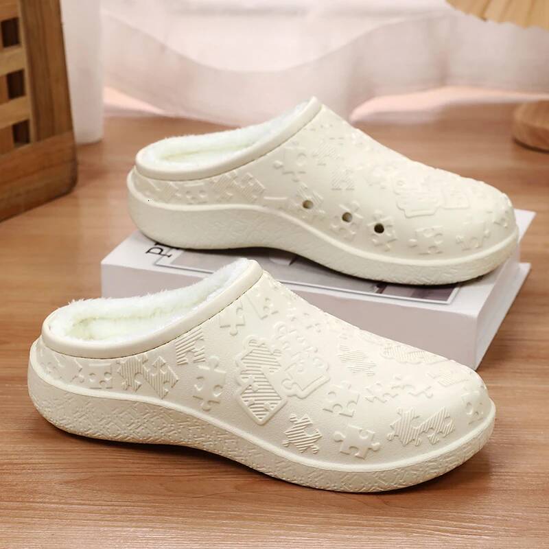 Ddmyoutdoor New Winter Unisex Home Cotton Warm Plush Slippers Couple S Indoor Anti Slip House Slides Men And Women Soft EVA Shoes Beach outdoor shoes