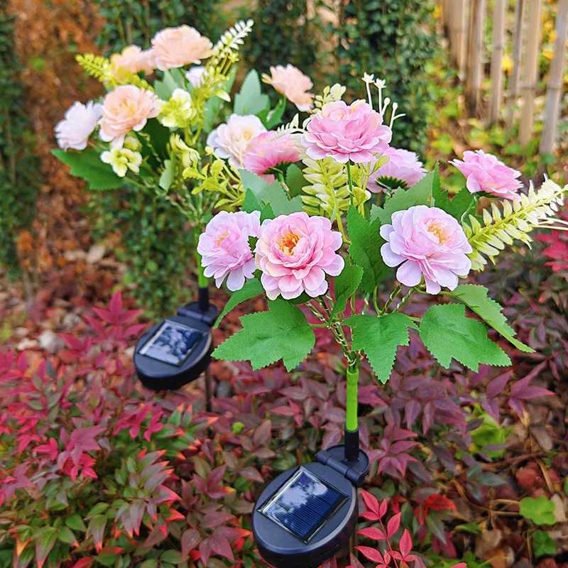 Solar LED Lights Hibiscus Flower Lawn Lamp IP65 Outdoor Waterproof For Yard Patio Garden Decoration Flower Holiday Party Lantern XJ250606