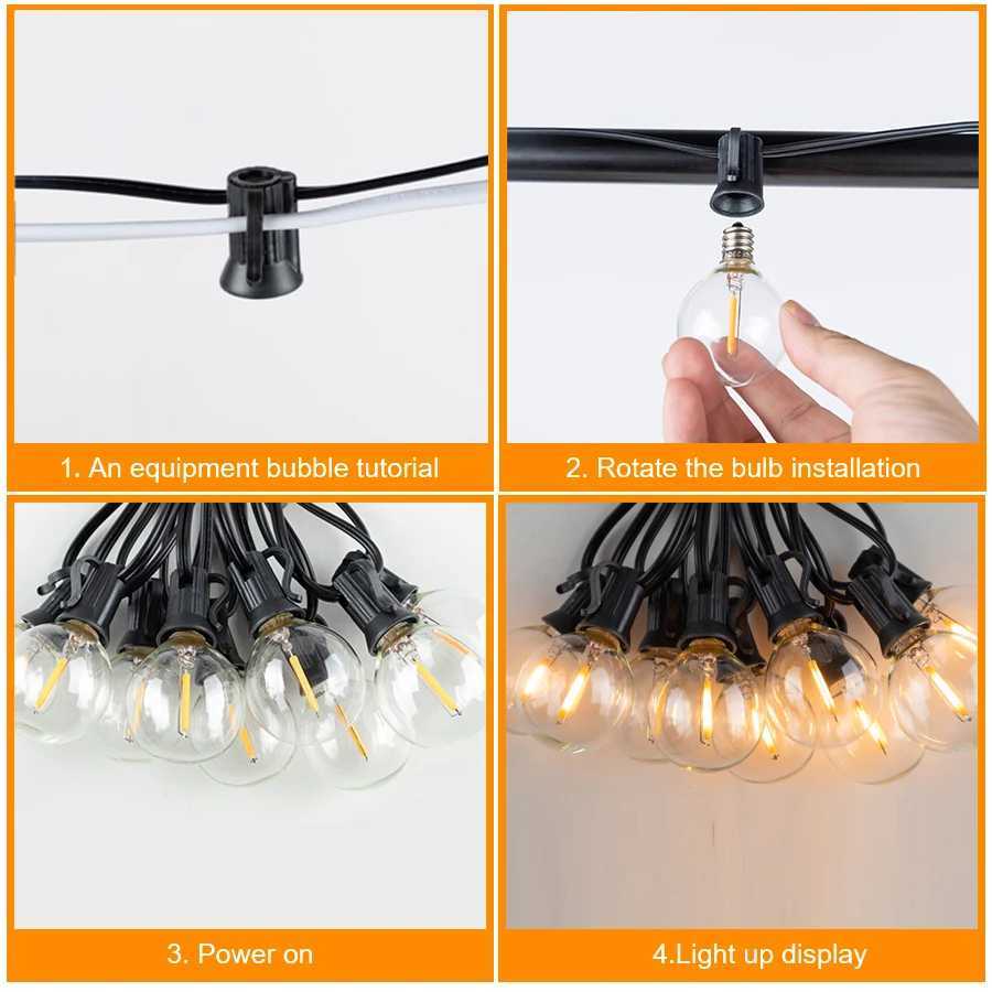 LED G40 Ball String Lights Shatterproof Waterproof 220V Outdoor Garden String Lamp Terrace Garden Pub Christmas Party Decoration W250607