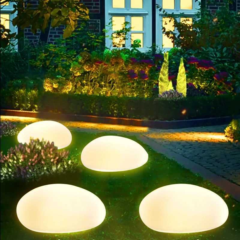Solar Garden Lights Outdoor Waterproof Solar Powered Stone Light Outdoor Landscaping lights for Garden Pathway Yard Lawn light XJ250606