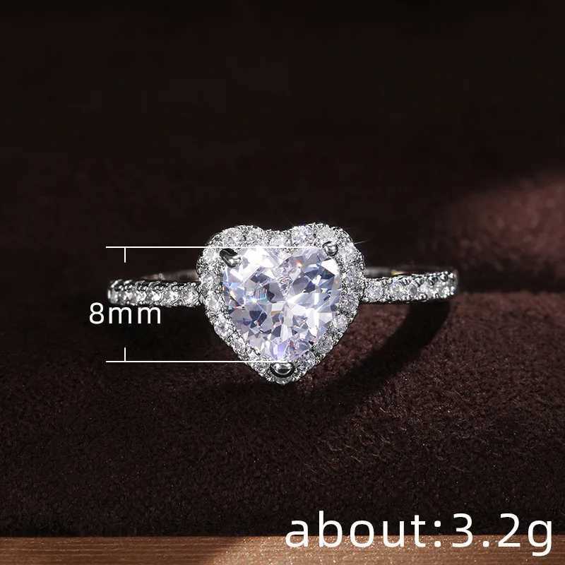 925 Sterling Silver Heart Ring for Women Exquisite Fashion Inlaid White Zircon Stones Wedding Ring Engagement Jewelry XJ250606