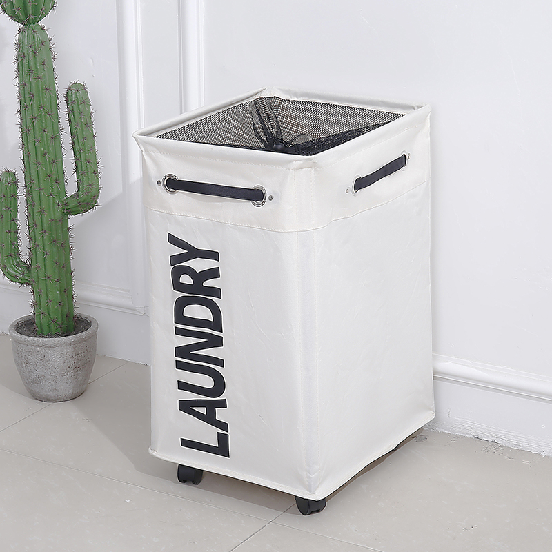 Large capacity foldable dirty clothes basket with wheels